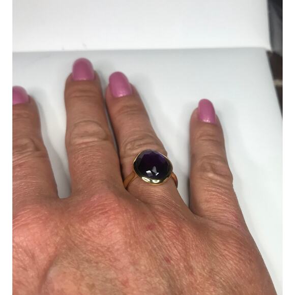 Gorgeous 5ct Genuine Amethyst Ring 18k Gold Vermeil Abstract Cut Amethyst Ring - Picture 6 of 10